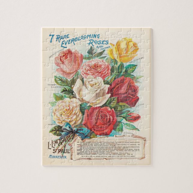 Quebra-cabeça Rosas Ephemera Vintage - Presente Retroativo (Vertical)