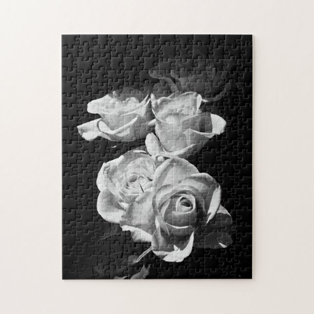Quebra-cabeça Rosas preto e branco (Vertical)