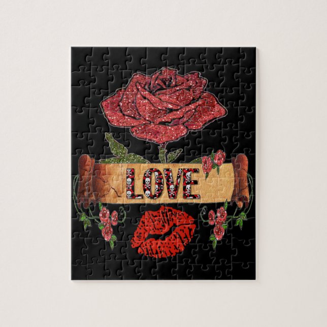 Quebra-cabeça Rosas Rockabilly RAB, Amor & Batom (Vertical)