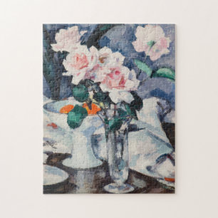 Quebra-cabeça Rosas rosa num Vaso de Vidro Samuel John Peploe