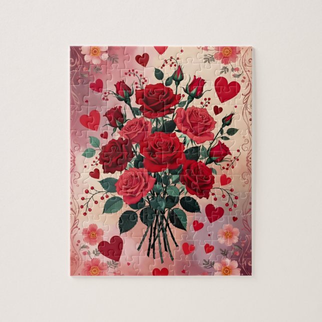 Quebra-cabeça Rosas Vermelhas, Dia dos Namorados, (Vertical)
