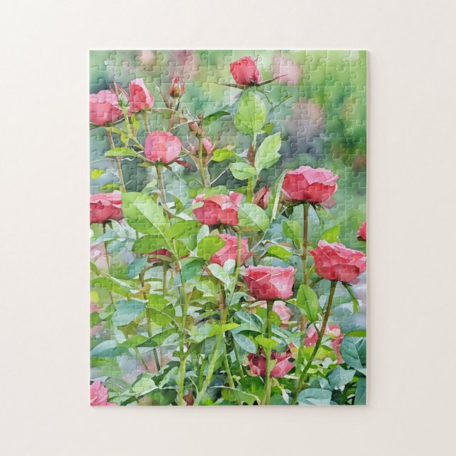 Quebra-cabeça Rosas Vermelhas Flores Jardim Floral Arte Puzzle (Vertical)
