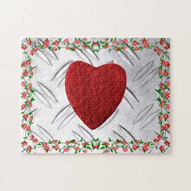 Quebra-cabeça Rosenrahmen mit Herz (Horizontal)