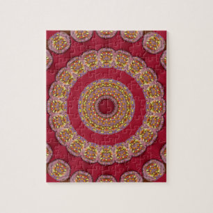 Quebra-cabeça Rosetas Amarelas Douradas Vermelhas Mandala