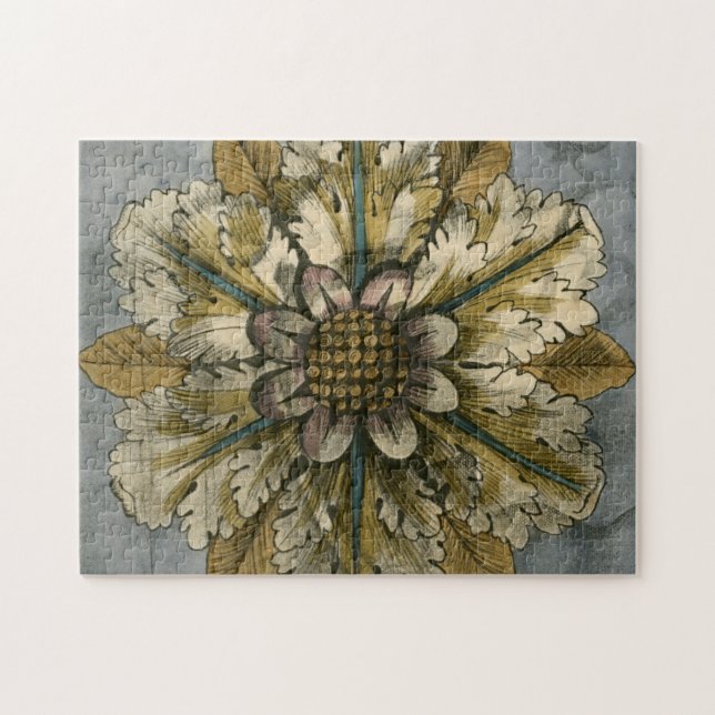 Quebra-cabeça Rosetas de Demarcação Decorativa no Fundo das Cinz (Horizontal)