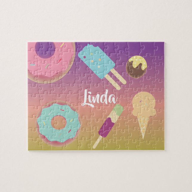 Quebra-cabeça Rosquinha sorvete Verão Ombre Rainbow Crianças Col (Horizontal)