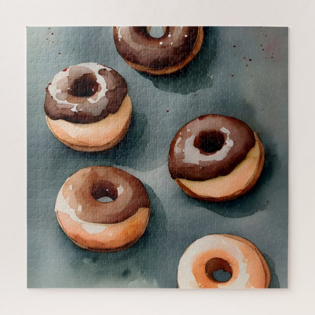 Quebra-cabeça Rosquinhas de chocolate Aquarela (Vertical)