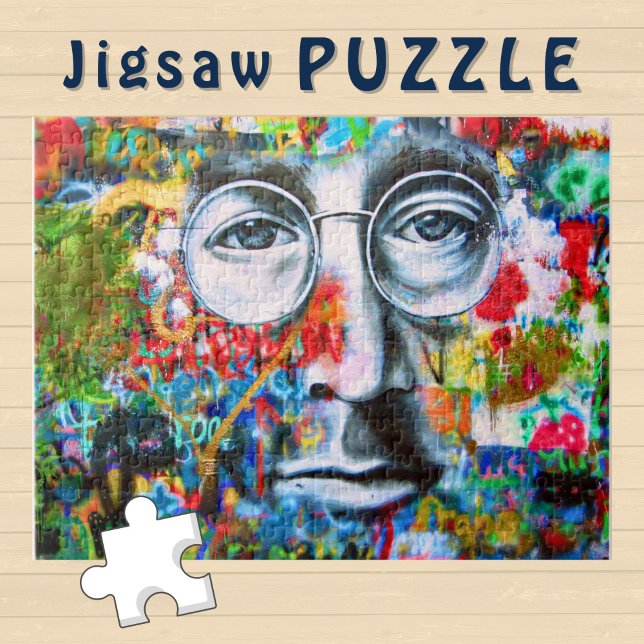 Quebra-cabeça Rosto com óculos em uma parede de Grafite - (Criador carregado)