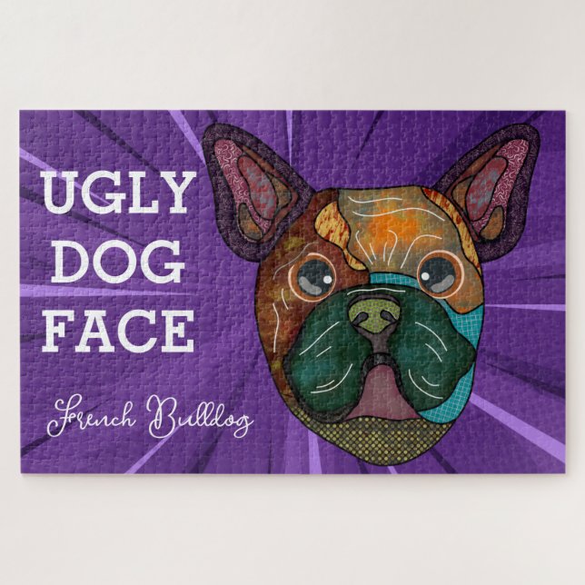 Quebra-cabeça Rosto de cachorro feio francês Bulldog 1000 peças (Horizontal)