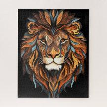 Rosto de leão com homem