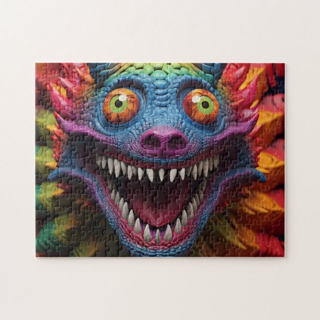 Quebra-cabeça Rosto de monstro em cores de arco-íris (Horizontal)