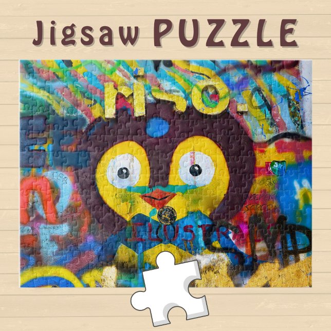 Quebra-cabeça Rosto de pássaro bonito na parede do Grafite - (Criador carregado)