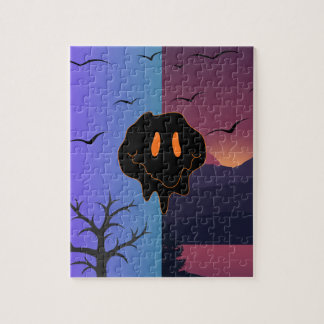 Quebra-cabeça Rosto Sorridente Derretido Trippy Paisagem Dia e N