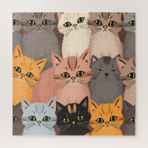 Quebra-cabeça Rostos de Gatos Fofos Ilustrados