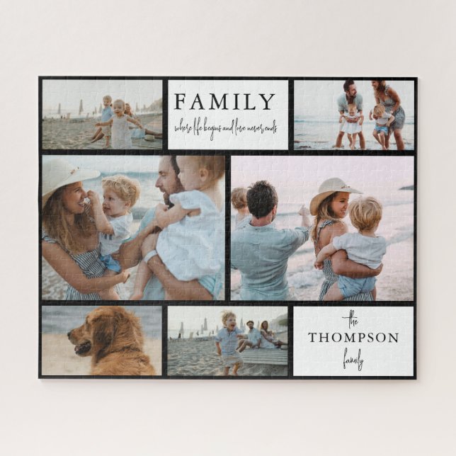 Quebra-cabeça Roteiro de Foto de Família em Colagem Simples Mode (Horizontal)