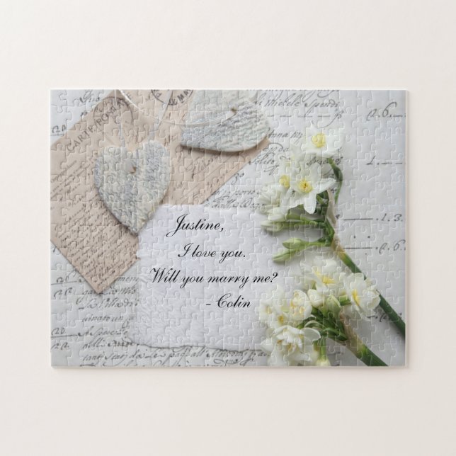 Quebra-cabeça Roteiro romântico, corações, proposta de flores (Horizontal)