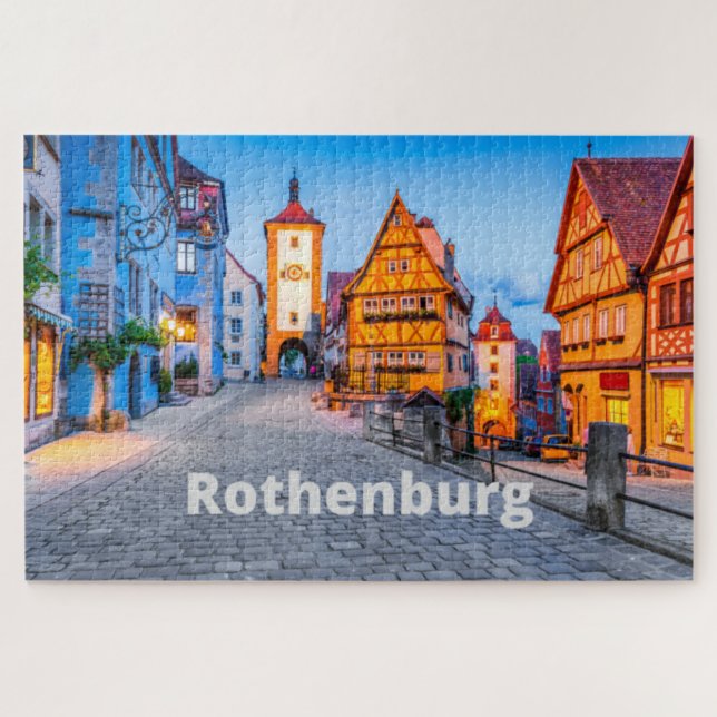 Quebra-cabeça Rothenburg, Alemanha Street City View (Horizontal)