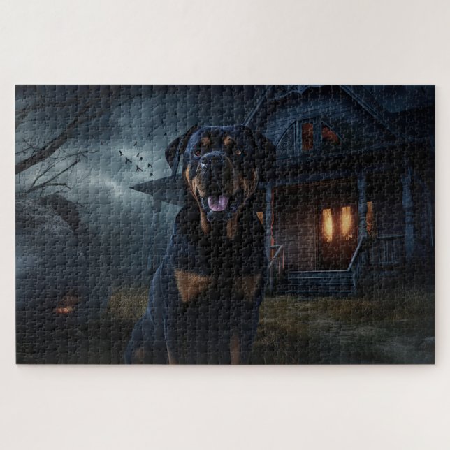 Quebra-cabeça Rottweiler Halloween Scary (Horizontal)