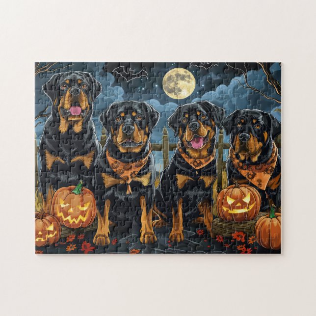 Quebra-cabeça Rottweiler Halloween Spooky (Horizontal)