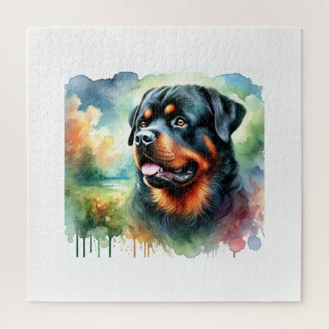Quebra-cabeça Rottweiler in watercolor 241024AREF144 - Watercolo (Vertical)