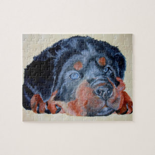 Quebra-cabeça Rottweiler Puppy Retrato Artístico Pet