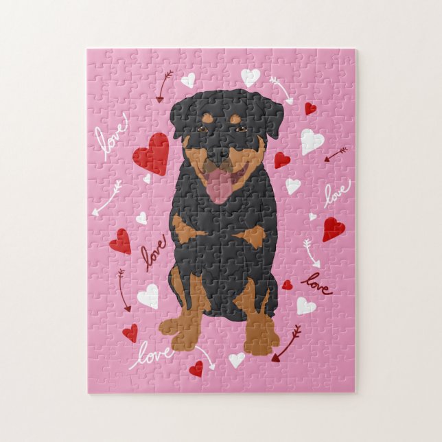 Quebra-cabeça Rottweiler Valentines Day (Vertical)