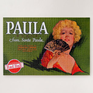 Quebra-cabeça Rótulo da caixa de fruta Paula dos Papais noeis P