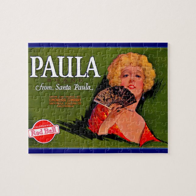 Quebra-cabeça Rótulo da caixa de fruta Paula dos Papais noeis Pa (Horizontal)