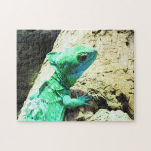 Quebra-cabeça Rótulo de lagarto basílico verde