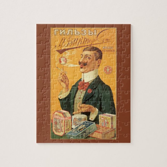 Quebra-cabeça Rótulo de Produto Antigo, Tabaco de Cigarro Russo (Vertical)