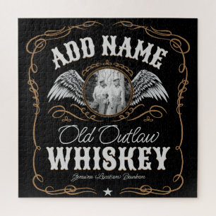 Quebra-cabeça Rótulo Whiskey Antigo ADICIONAR Nome da Família FO