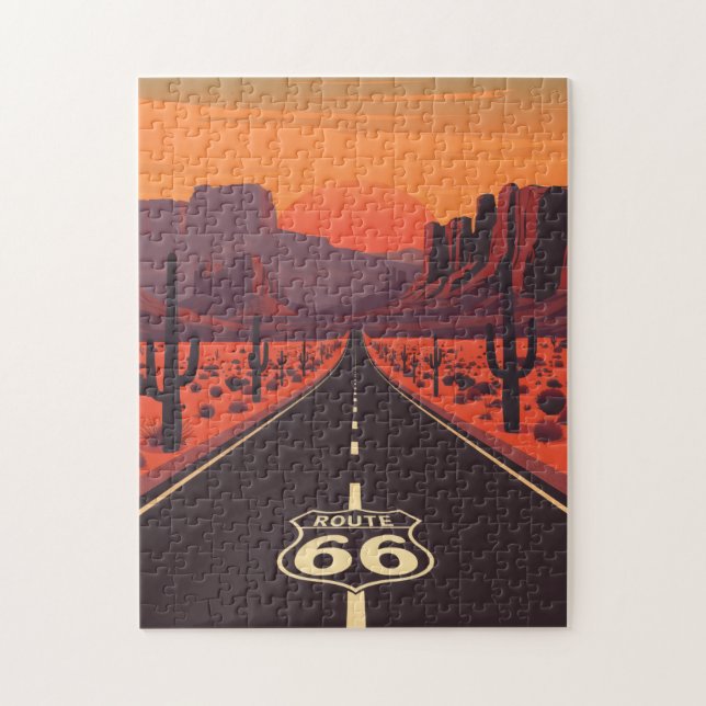 Quebra-cabeça Route 66 USA Vintage Sunset Puzzle (Vertical)