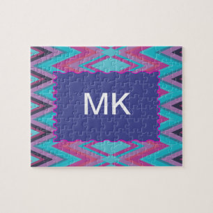 Quebra-cabeça Roxo e Aqua tribais