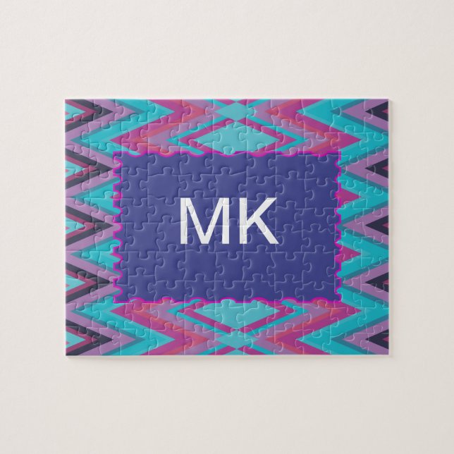 Quebra-cabeça Roxo e Aqua Tribal (Horizontal)