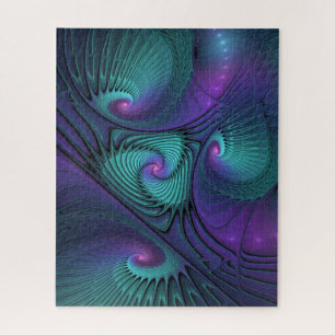 Quebra-cabeça Roxo encontra Arte Fractal abstrato Turquesa moder