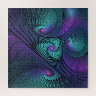 Quebra-cabeça Roxo encontra Arte Fractal abstrato Turquesa moder