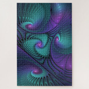 Quebra-cabeça Roxo encontra Arte Fractal abstrato Turquesa moder