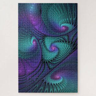 Quebra-cabeça Roxo encontra Arte Fractal abstrato Turquesa moder