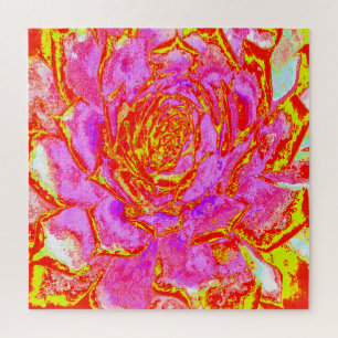 Quebra-cabeça Roxo Quente, Vermelho e Amarelo Suculento Sedum Ro