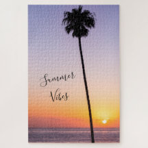 Roxo Tropical da Califórnia Palm Tree Beach Sunset