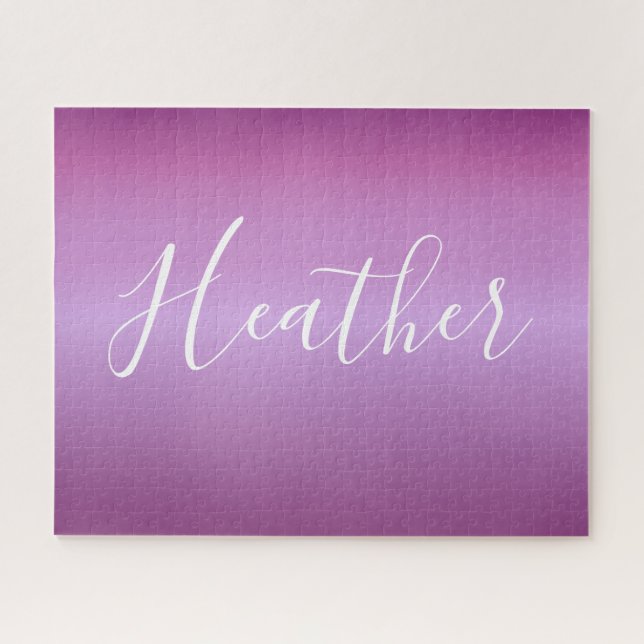 Quebra-cabeça Roxo Violeta & Letra Branca Personalizada (Horizontal)