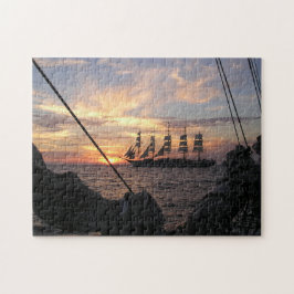 Quebra-cabeça Royal Clipper Silhuetado Contra o Pôr do Sol