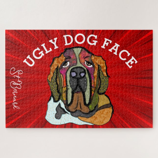 Quebra-cabeça Rua Bernard cara feia de cão 1000 peça Quebra-cabe (Horizontal)