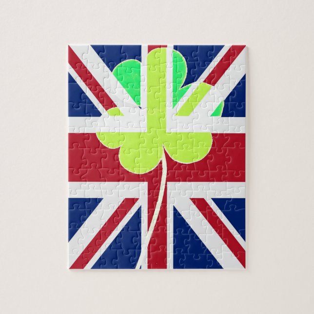 Quebra-cabeça Rua de Clover da Irish British Flag Shamrock, Patr (Vertical)