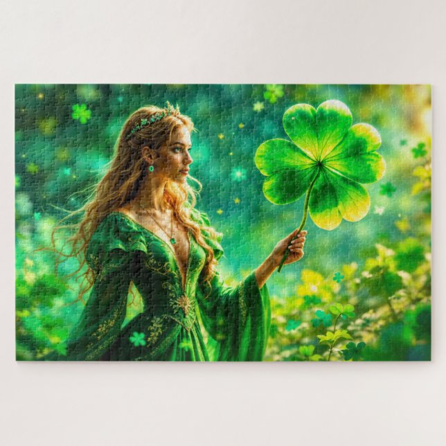 Quebra-cabeça Rua de floresta mágica arte de fada do dia de Patr (Horizontal)