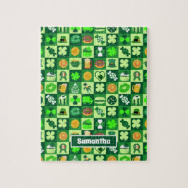 Quebra-cabeça Rua. Ícones do dia de Patrick Padrão sem costura