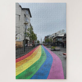 Quebra-cabeça Rua Rainbow em Reykjavik, Islândia