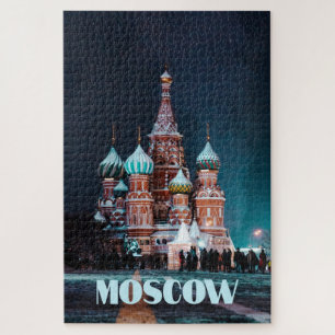 Quebra-cabeça Rua russa de Moscou. Catedral de Basil