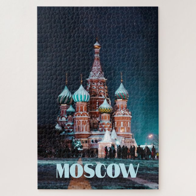Quebra-cabeça Rua russa de Moscou. Catedral de Basil (Vertical)