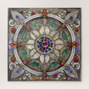 Quebra-cabeça Rubí, Ametista, Safira e Mandala de Pérola